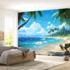 Removable Tropical Cartoon Design Wallpaper for Living Rooms