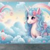 Living Room Mural with Unicorns, Clouds, and Rainbows