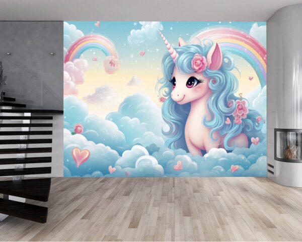 Vinyl Rainbow and Unicorn Design Wallpaper for Wall Décor