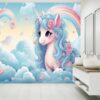 Unicorn Cloud Rainbow Cartoon Self-Adhesive Wallpaper Close-Up