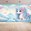 Detailed View of Cartoon Unicorn Vinyl Wallpaper