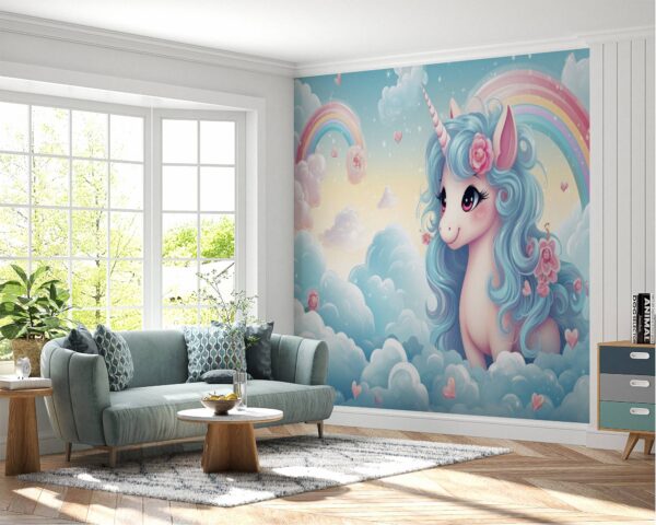 Self-Adhesive Unicorn Rainbow Wallpaper for Large Wall Spaces