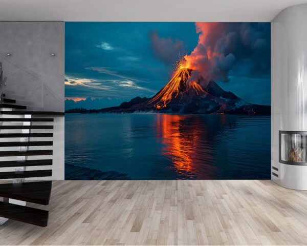 Removable Nature Eruption Wallpaper for Living Rooms