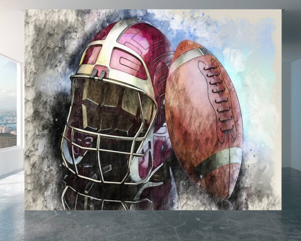Abstract Football Wall Mural with Artistic Sport Scenes