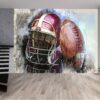 Vinyl Football Art Design Wallpaper for Bedroom Wall
