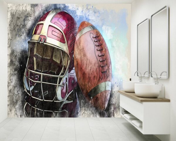American Football Art Sport Peel and Stick Wallpaper Close-Up