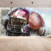 Detailed View of Abstract Football Vinyl Wallpaper