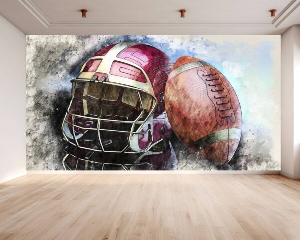 Detailed View of Abstract Football Vinyl Wallpaper