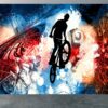 Living Room Mural with BMX Biker Silhouettes and Tricks