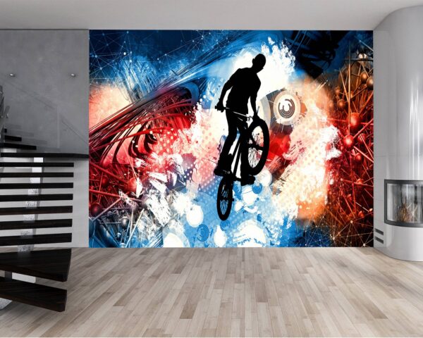 Vinyl BMX Extreme Sport Design Wallpaper for Wall Décor