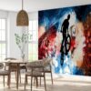 Removable BMX Biker Silhouette Wallpaper in Living Room