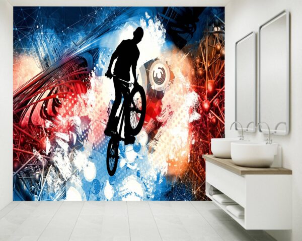 Bicycle Silhouette BMX Self-Adhesive Wallpaper Close-Up