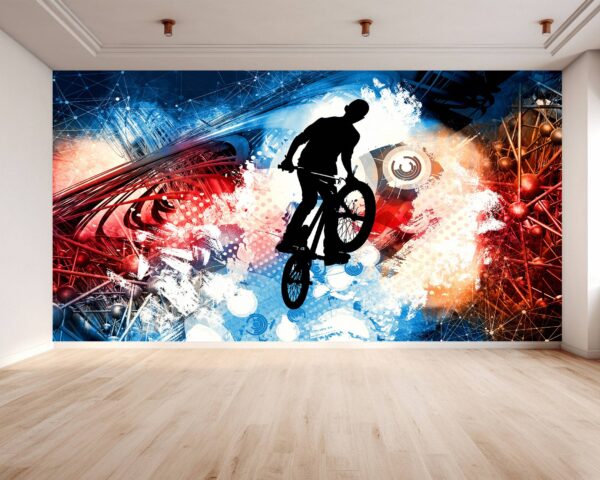 Detailed View of BMX Silhouette Vinyl Wallpaper