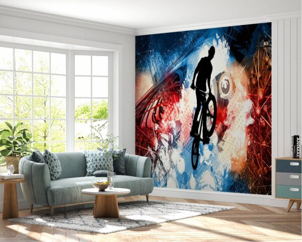 Self-Adhesive BMX Sport Wallpaper for Large Wall Spaces