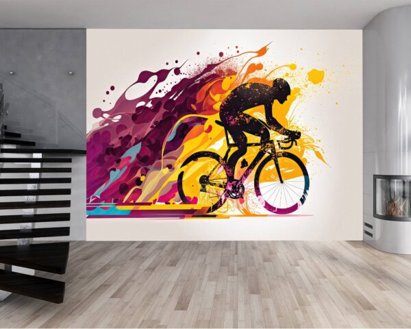 Removable Bicycle Riding Wallpaper in Bedroom