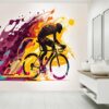 Bicycle People Man Sport Riding Peel and Stick Wallpaper Close-Up