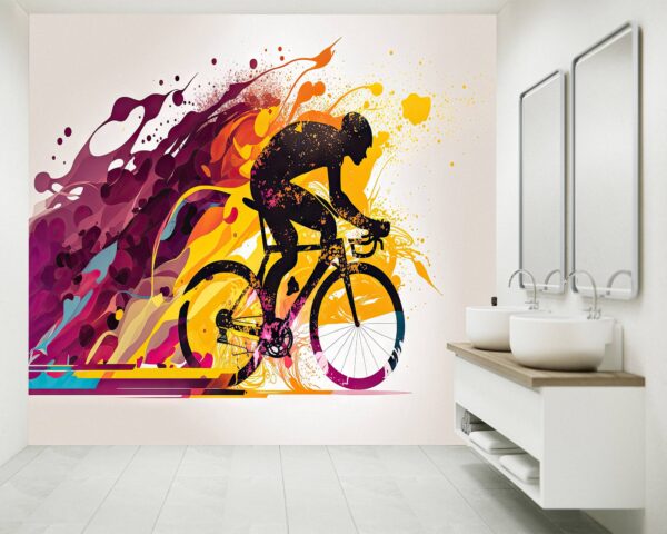 Bicycle People Man Sport Riding Peel and Stick Wallpaper Close-Up