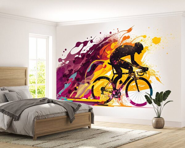 Detailed View of Bicycle Riding Vinyl Wallpaper