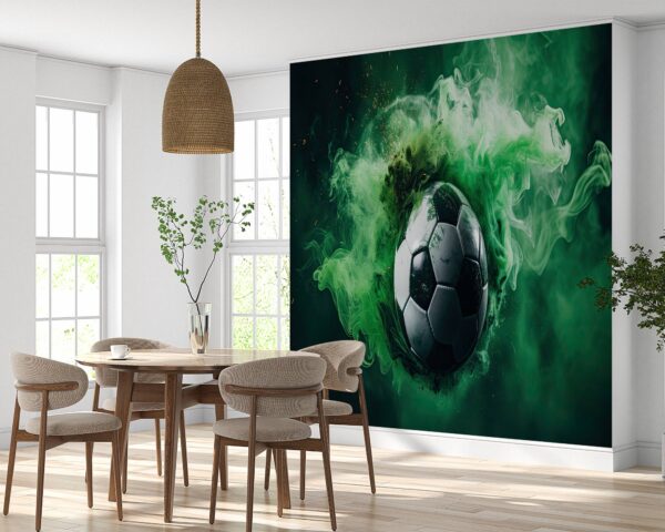 Removable Soccer Match Wallpaper in Living Room