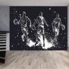 Vinyl Hand Drawn Basketball Design Wallpaper for Wall Décor