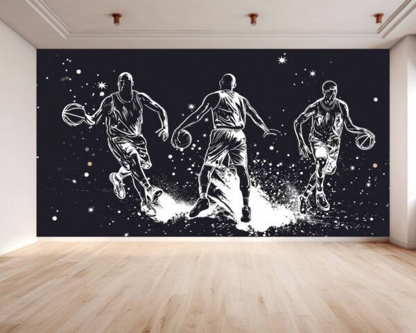 Detailed View of Hand Drawn Basketball Vinyl Wallpaper