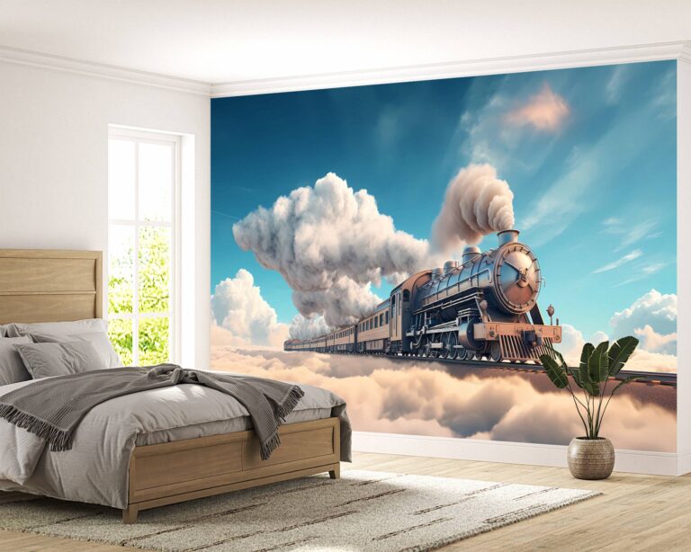 Self-Adhesive Train Wallpaper for Large Wall Spaces