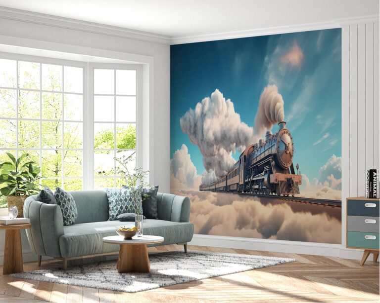 Self-Adhesive Train Wallpaper for Large Wall Spaces