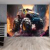 Vinyl Monster Truck Design Wallpaper for Wall Décor