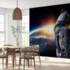 Removable Space Astronaut Wallpaper in Living Room