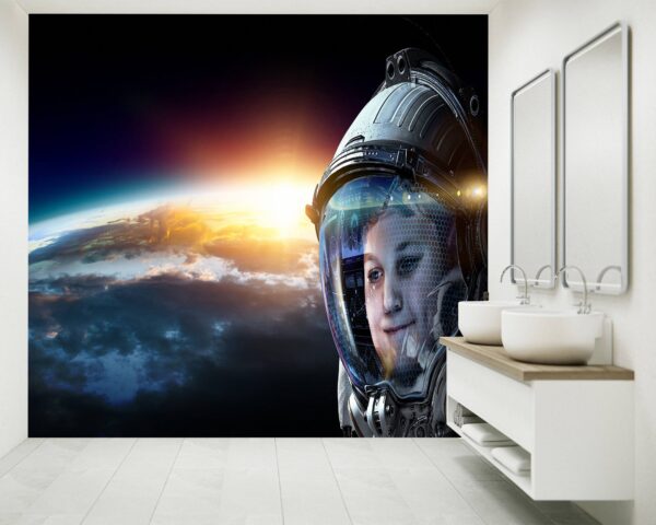 Galaxy Universe Planet Space Astronaut Self-Adhesive Wallpaper Close-Up