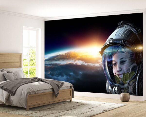 Removable Galaxy Planet Wallpaper Design for Living Rooms