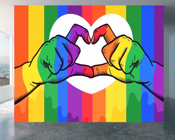 Love Symbol LGBT Peel and Stick Wallpaper Close-Up