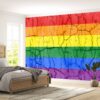 LGBT Wall Mural with Broken Wall Design and Pride Colors